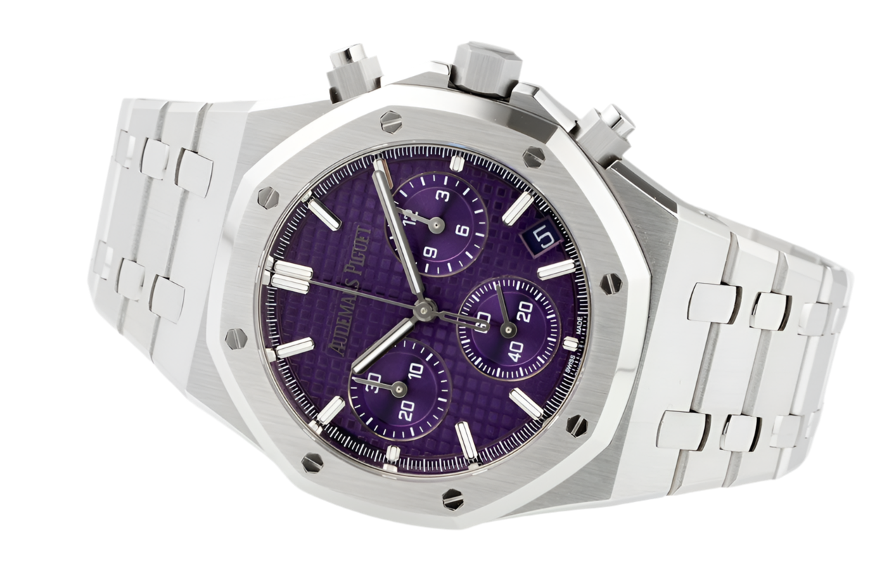 AP Royal Oak Purple Dial White Gold Plated Chronograph