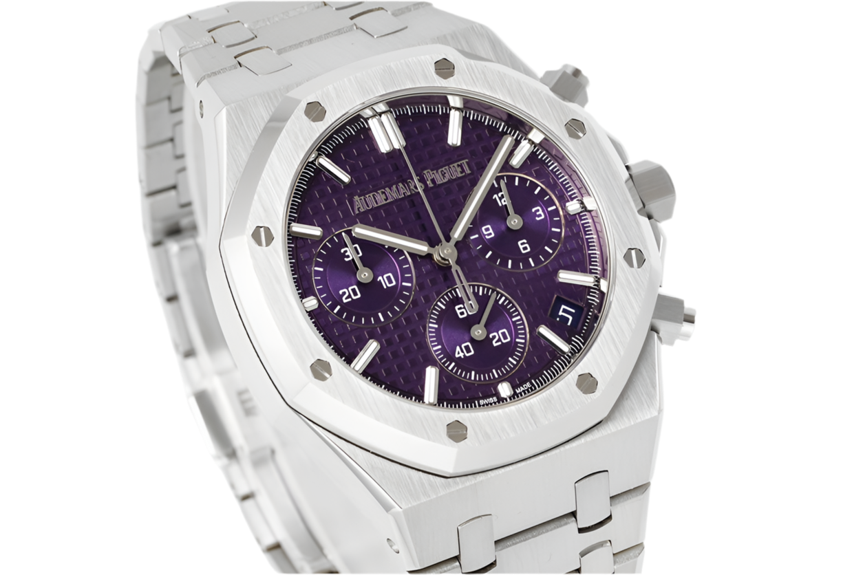 AP Royal Oak Purple Dial White Gold Plated Chronograph