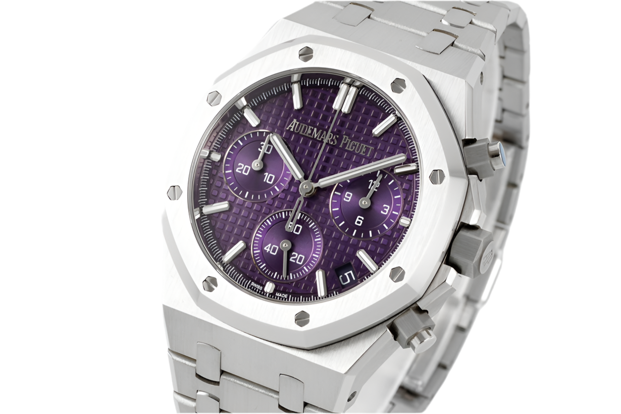 AP Royal Oak Purple Dial White Gold Plated Chronograph